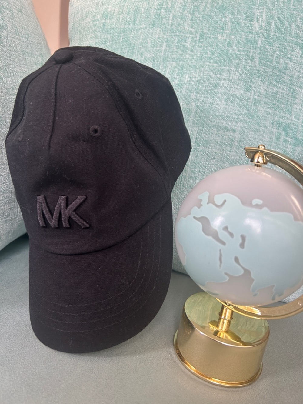 Michael Kors Black Embroidered MK Baseball Cap